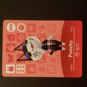 3/$12 PUNCHY 050 animal crossing ACNH Nintendo switch amiibo card